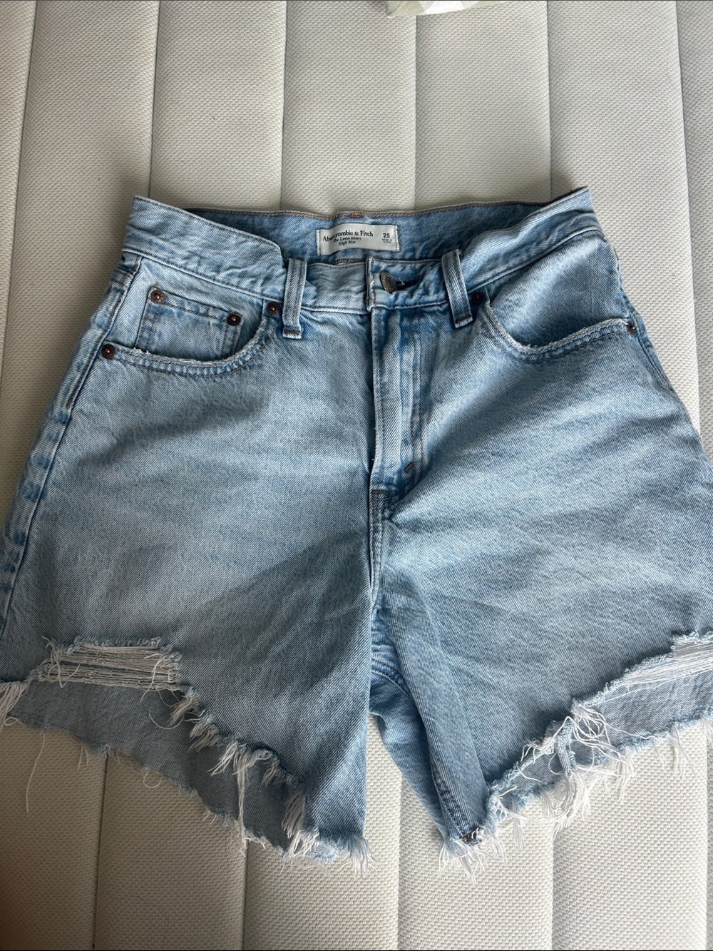 Abercrombie & Fitch Light Blue Distressed Denim Cutoff Shorts